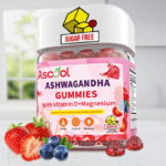 A Bottle of Ascool Ashwagandha Gummies with Vitamin D Magnesium on a Table