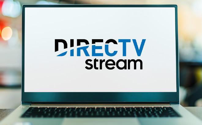 A Laptop with DIRECTV Stream on the Background A Laptop with DIRECTV Stream on the Background
