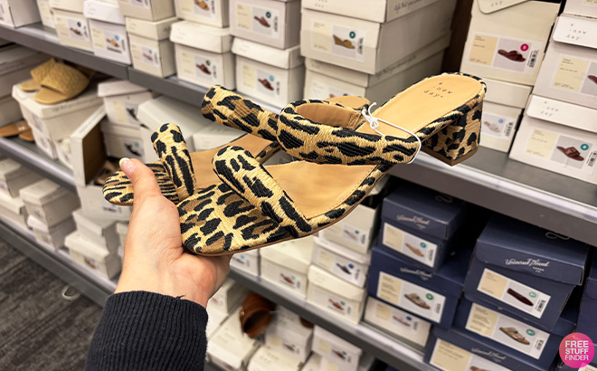 A Person Holding A New Day Womens Tilda Puffy Strap Block Heels