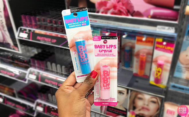 A Person Holding Maybelline Baby Lips Moisturizing Lip Balms