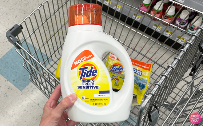 A Person Holding Tide Simply Liquid Laundry Detergent