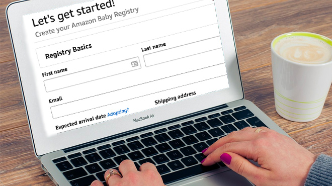 Amazon Baby Registry Setup on a Laptop