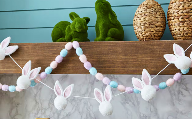 Ashland 6ft White Pom Pom Bunny Garland