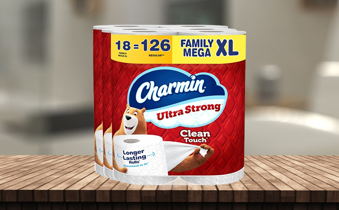 Charmin Ultra Strong Clean Touch Toilet Paper on the Table