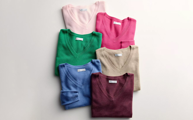 Croft Barrow Womens The Extra Soft V Neck Sweaters