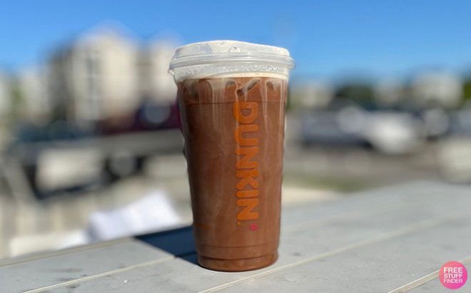 Dunkin Donuts Iced Coffee on a Table