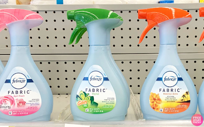 Febreze Fabric Refresher Sprays on a Shelf