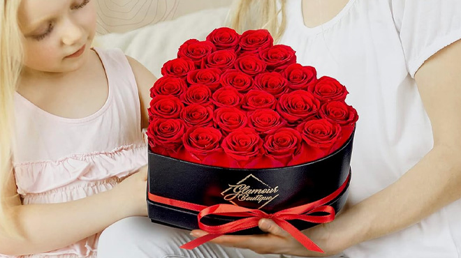 Flowers Forever 27 Red Roses in a Heart Box