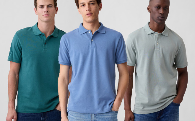 GAP Factory Mens Stretch Pique Polo Shirt in Three Colors