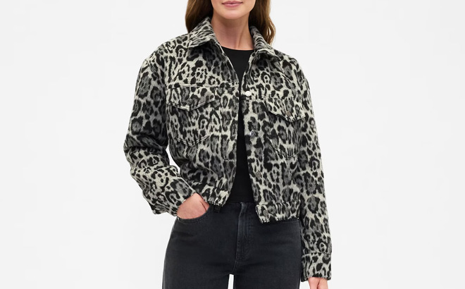 GAP Factory Relaxed Cropped Textured Icon Jackets