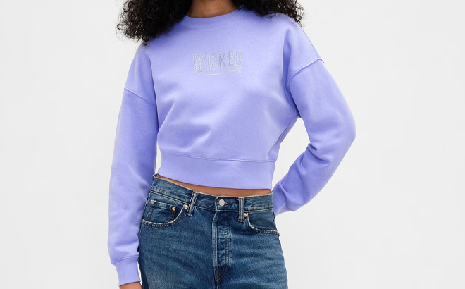GAP Womens VintageSoft Wicked Crop Wedge Sweatshirt