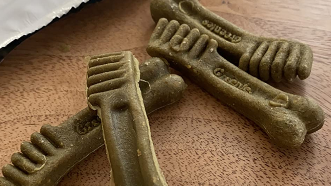 Greenies Dental Care Dog Treats Outside the Bag
