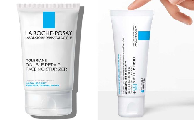La Roche Posay Toleriane Double Repair Face Moisturizer and Cicaplast Balm B5 Soothing Therapeutic Multi Purpose Cream