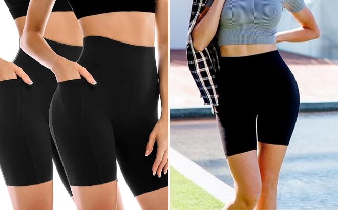 Leafigure 2 Pack Womens Biker Shorts