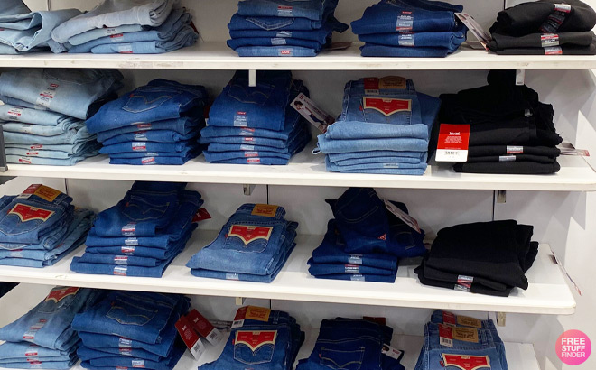 Levis Girls Jeans on a Shelf