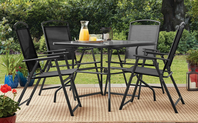Mainstays Albany Lane 5 Piece Steel Outdoor Patio Dining Set in Black Color