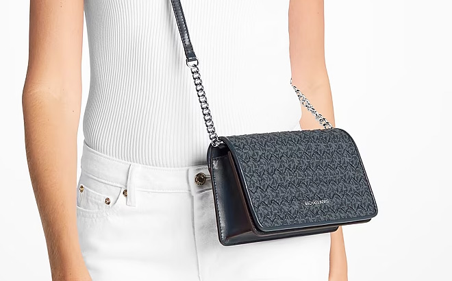 Michael Kors Jet Set Travel Woven Signature Logo Crossbody Bag