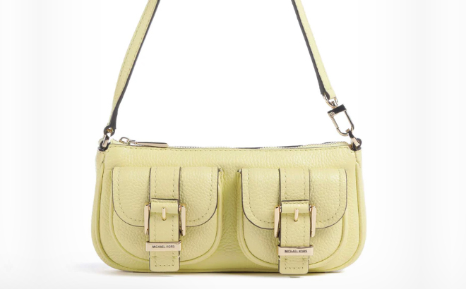 Michael Kors Zoe Small Leather Convertible Slim Shoulder Bag in Lemon