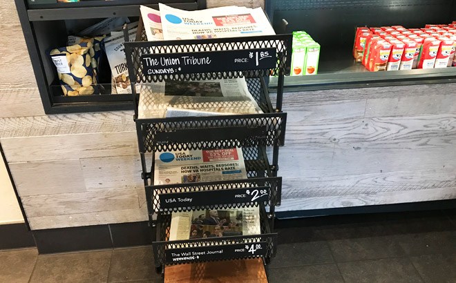 Newspapers on a 4-Tier Cart Newspapers on a 4-Tier Cart
