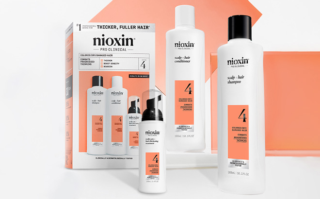 NIOXIN Scalp Hair Thickening System Kit on the Table