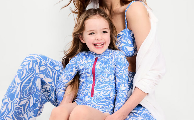 Old Navy Blue Floral Family Matching Swimwear