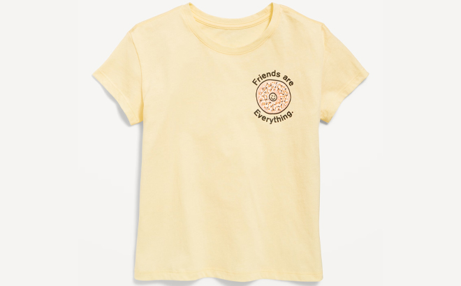 Old Navy Short Sleeve Graphic T Shirt for Girls in Yellow