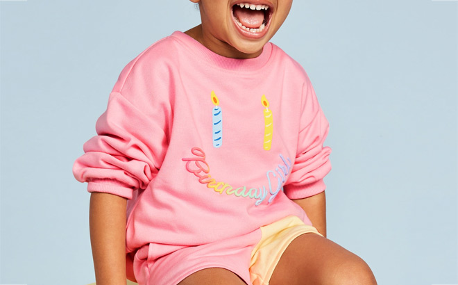 Old Navy Toddler Girls Birthday French Terry Sweatshirt