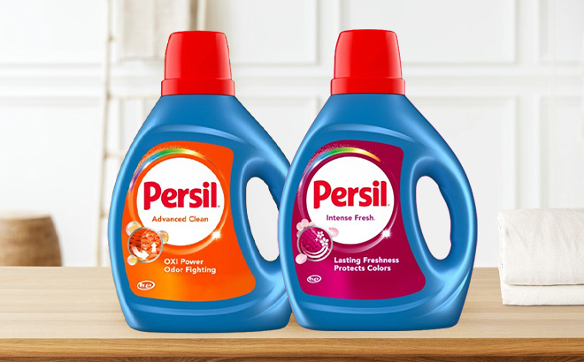 Persil Liquid Laundry Detergents on the Table