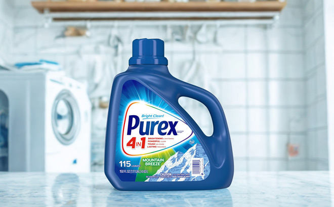 Purex 4 in 1 Liquid Laundry Detergent on a Table