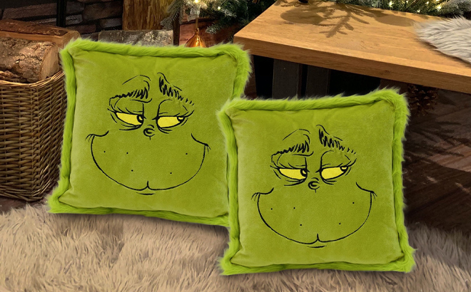 Ruz Grinch Throw Pillow 2 Pack