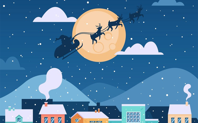 Santa Flying To Deliver Presents