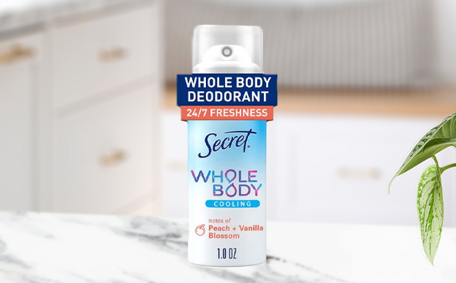 Secret Whole Body Aluminum Free Cooling Deodorant Spray for Women Peach Vanilla 1 0 oz