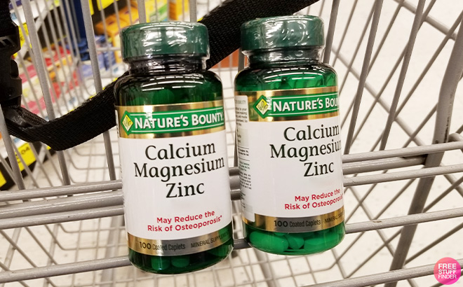 Two Natures Bounty Calcium Magnesium Zinc Coated Caplets Bottles in the Cart