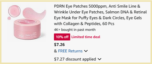 PDRN Eye Patches 60 Count Checkout Page