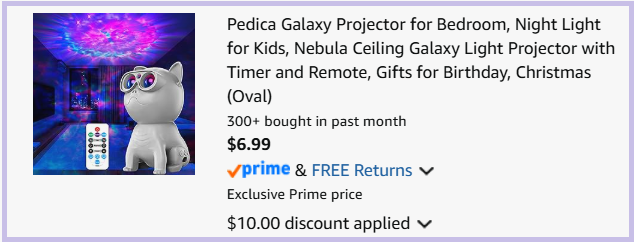 Pedica Dog Galaxy Projector Inside Checkout Page